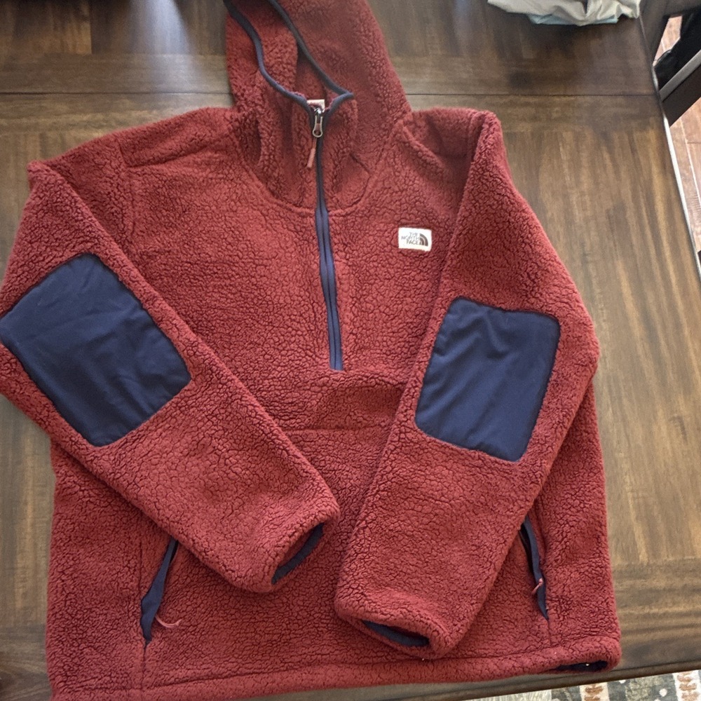 The North Face Men's Rust Solid Pullover Fleece Hoodie 1/4 Zip Pockets XL Reg